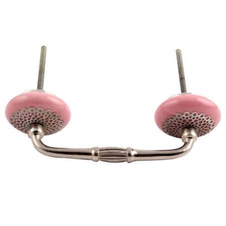 Pink Strewn Flat Ceramic Bridge Handle